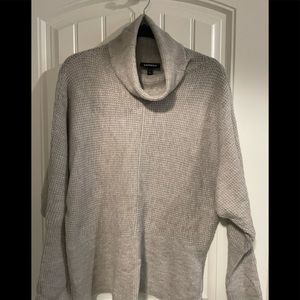 Express Womens Beige Cowl Turtleneck Sweater Long Sleeve Open Knit Size M Medium